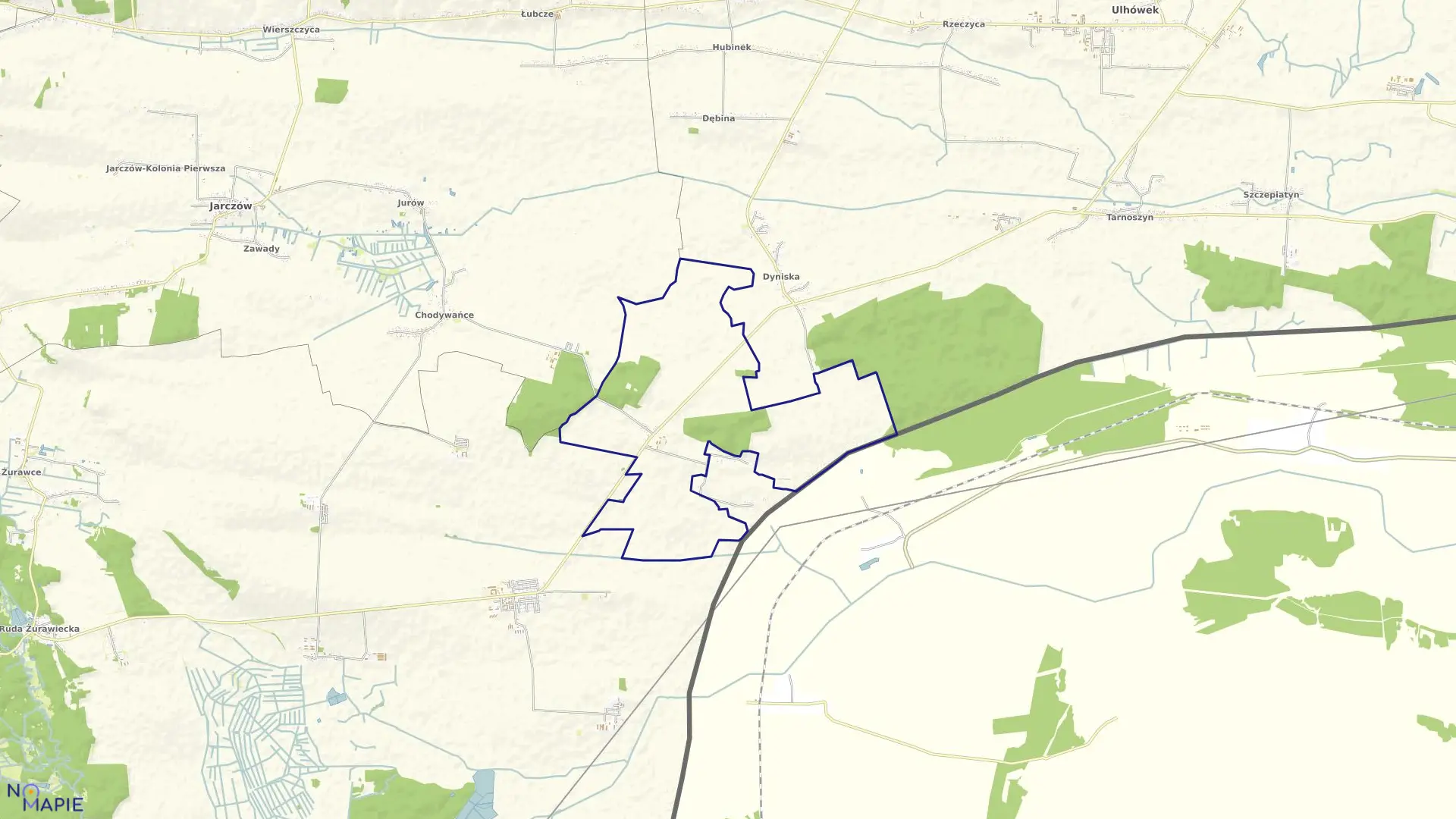 Mapa obrębu Dyniska Nowe w gminie Lubycza Królewska