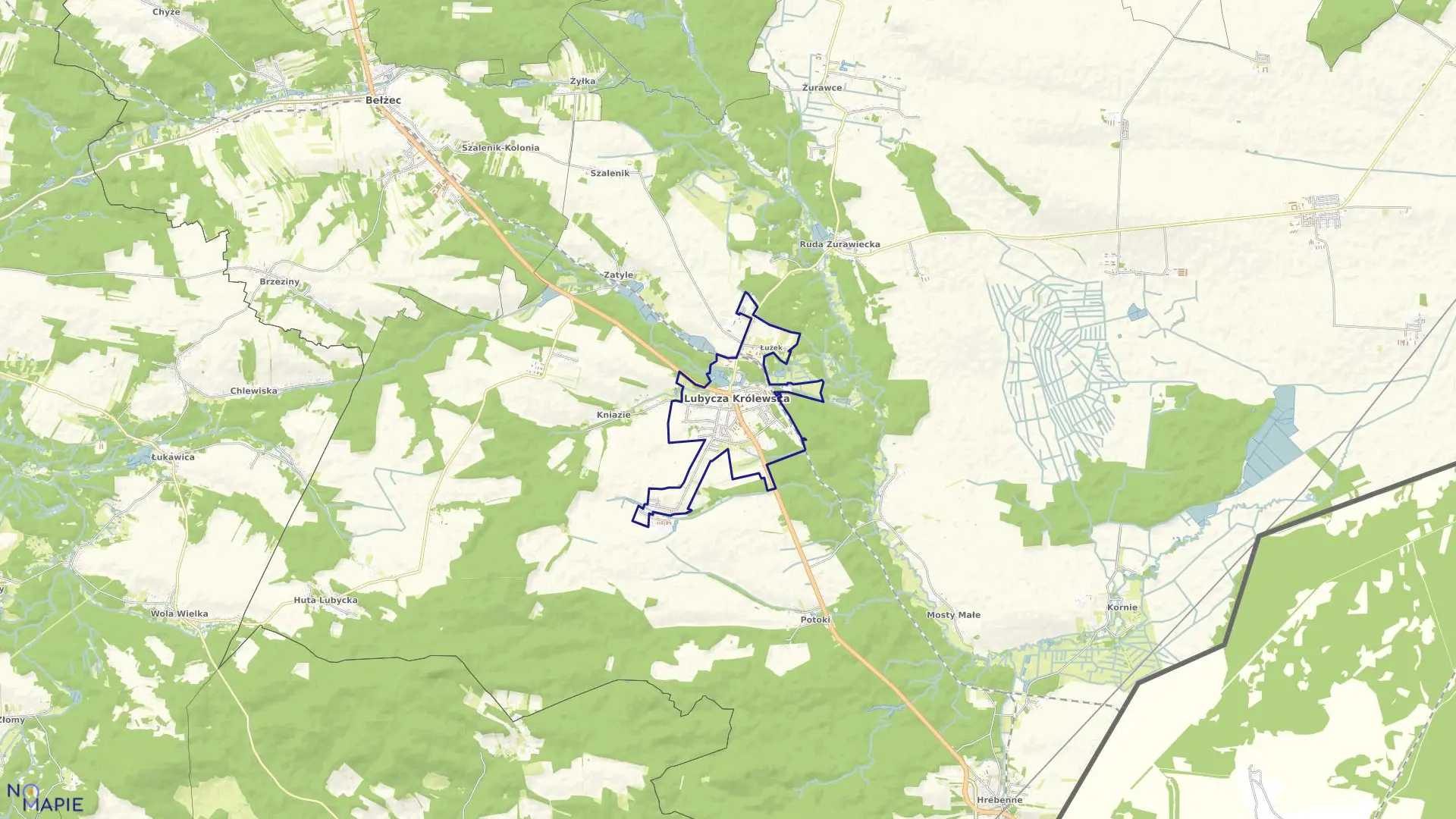 Mapa obrębu Lubycza Królewska w gminie Lubycza Królewska