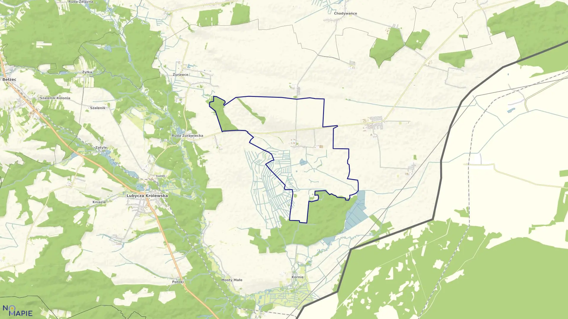 Mapa obrębu Machnów Stary w gminie Lubycza Królewska