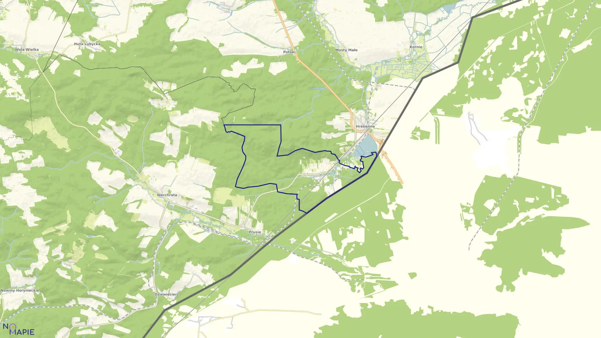 Mapa obrębu Siedliska w gminie Lubycza Królewska