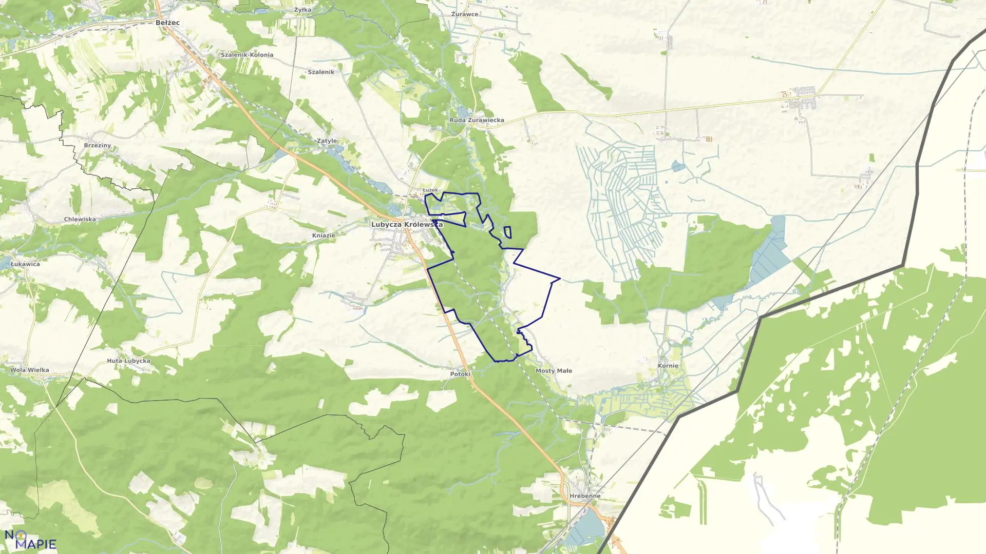 Mapa obrębu Teniatyska w gminie Lubycza Królewska